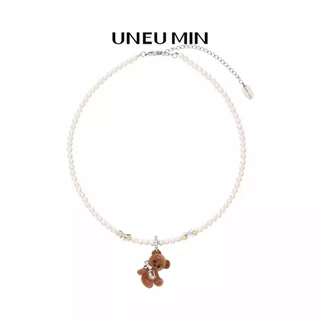 [miaom] Flocking Bear Bow Original Niche Design จี้มุกน่ารักสร้อยคอทุกคู่