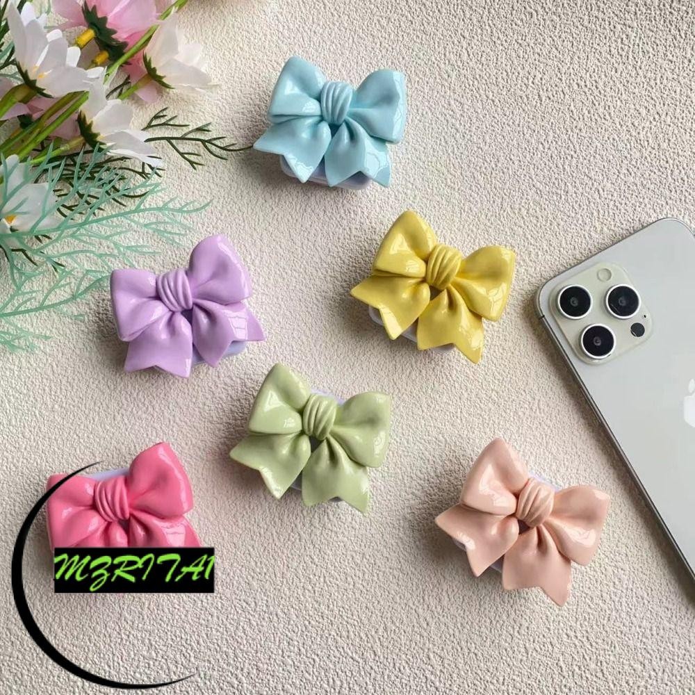 MARITA1 Lazy Bracket,Mirror Flower Bowknot Phone Holder, Lovely Y2K Fashion Scalable Portable Finger
