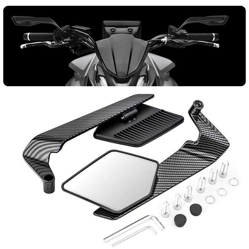 สําหรับ Kawasaki Z1000/Z900/Z650/Z400/Z125 2003-2025 รถจักรยานยนต์ carbon fibre Mirror - Dual Aerodynamic Wing&Stealth กระจกนูน