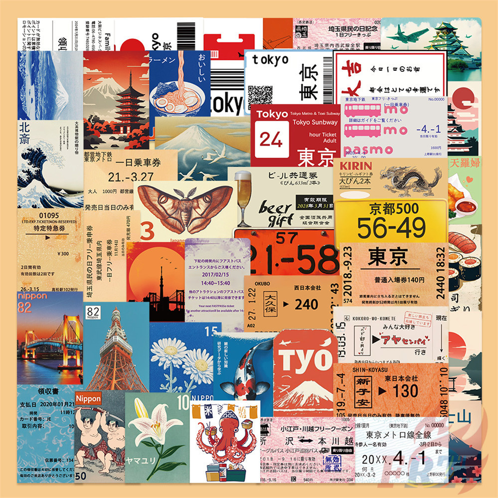 ❉ โตเกียวทริป . Retro Japanese Customs & Culture Art Series 01 สติ๊กเกอร์ ❉ 50 ชิ้น/เซ็ตแฟชั่น DIY สติ๊กเกอร์กันน้ํา Doodle สติ๊กเกอร์
