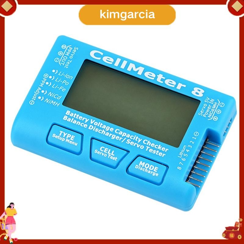 kimgarcia RC CellMeter-8 2-8S แบตเตอรี่ความจุเครื่องทดสอบแรงดันไฟฟ้าสําหรับ LiPo Life Li-Ion NiMH Ni