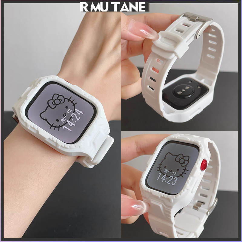 สายรัดกรณีซิลิโคน for Huawei Watch Fit 4/3 ผู้ป้องกันหน้าจอฝากกันชนสายยางอ่อนข้อมือปรับได้ for Huawei Watch Fit 3