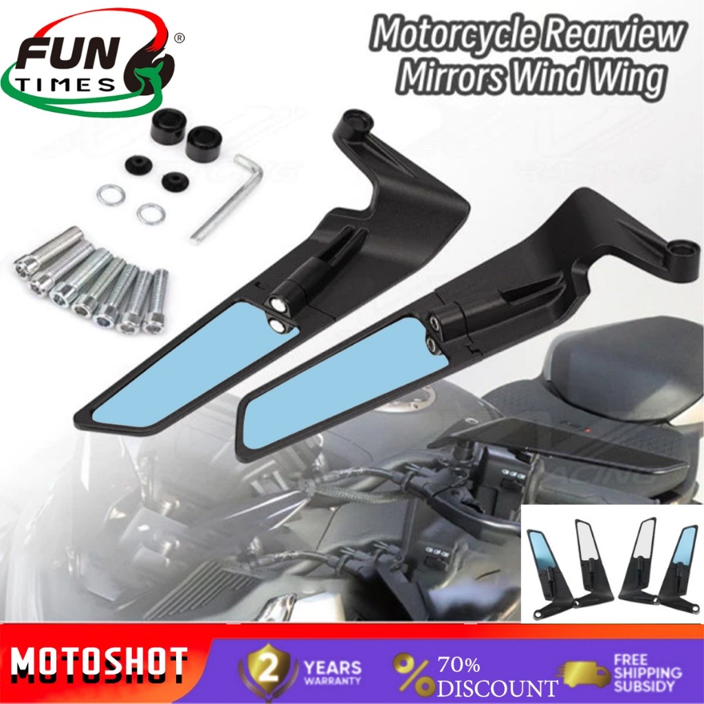 【จัดส่งภายใน 24 ชั่วโมง】กระจกมองข้างแบบหมุน CNC Wind Wing อเนกประสงค์ ช่วยลดแรงต้านลม โลหะผสมเต็ม 2 ชิ้น