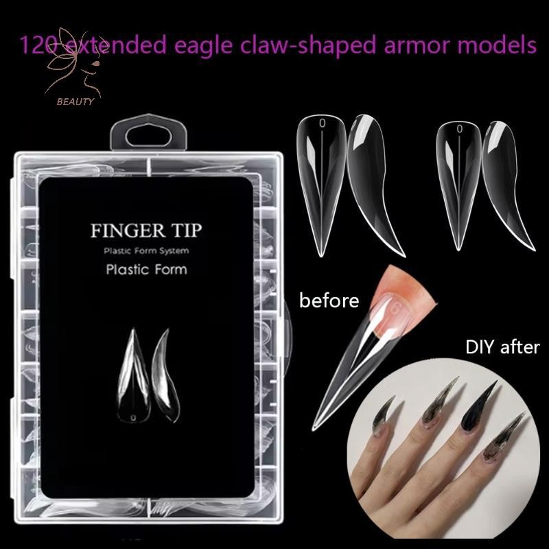 [maybeauty] 140 ชิ้น/กล่องสั้นโค้ง Stiletto เล็บรูปแบบคู่สําหรับต่อเล็บ 3D เล็บอะคริลิคแกะสลักเต็มรูปแบบแม่พิมพ์ {TH}