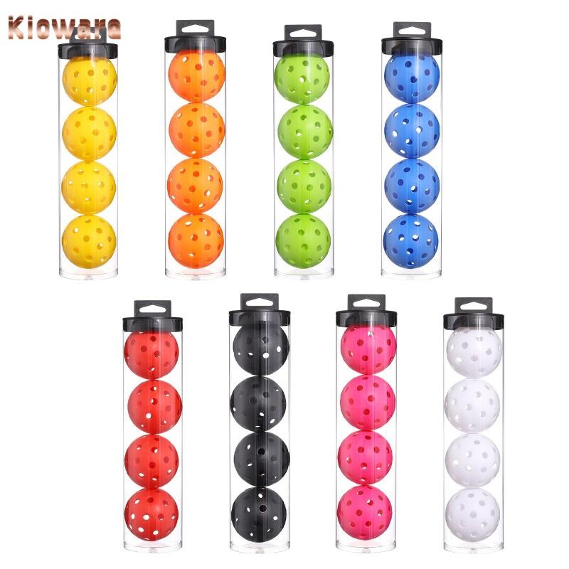 Kloware Pickleball Balls 4 ชิ้น ขนาด 74 มม., มาตรฐานระดับโปร ลูกบอลว่างแข็งแรง ใช้ได้ทั้งในสนามและกลางแจ้ง
