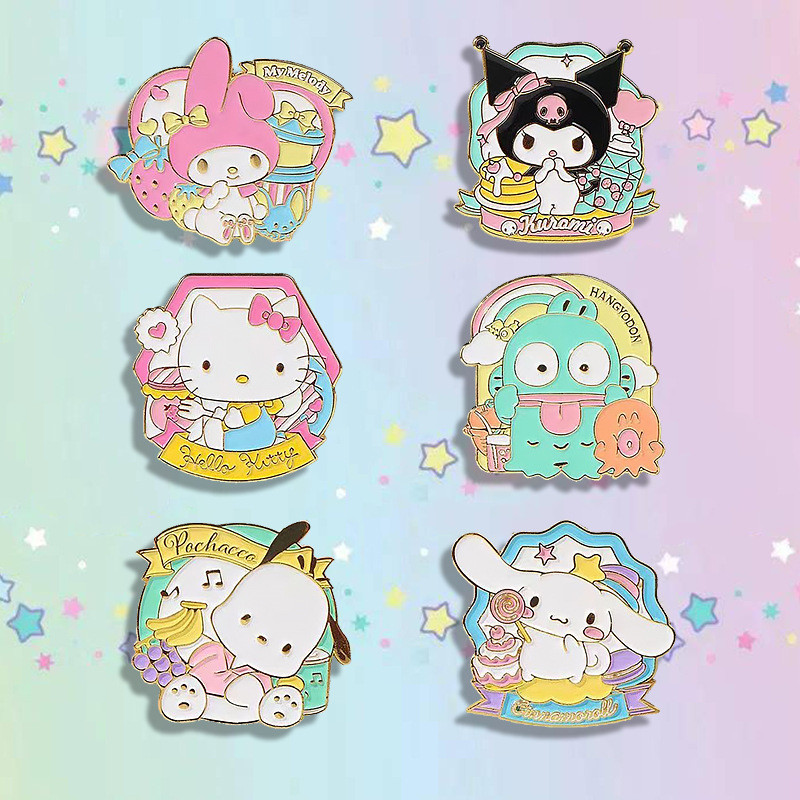 น่ารัก Sanrio Cinnamoroll&Kawaii Kuromi โลหะผสมโลหะ Pin Badges กระเป๋าเป้สะพายหลังเสื้อผ้าแจ็คเก็ตตกแต่ง
