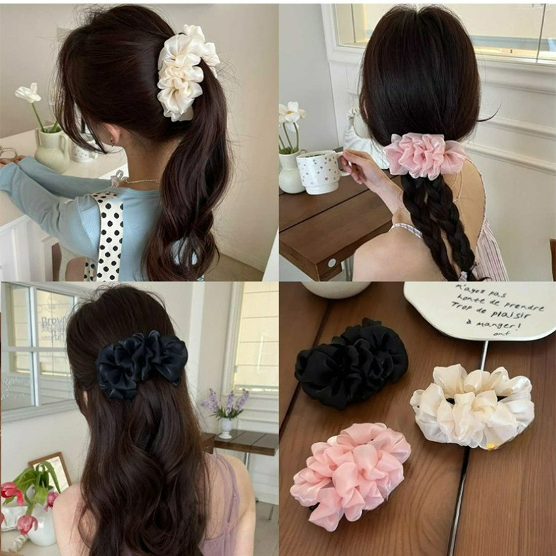 คลิปผมแบบเกาหลีสำหรับผู้หญิง พร้อมหัวจับหางม้าสูงและสายคล้องหู