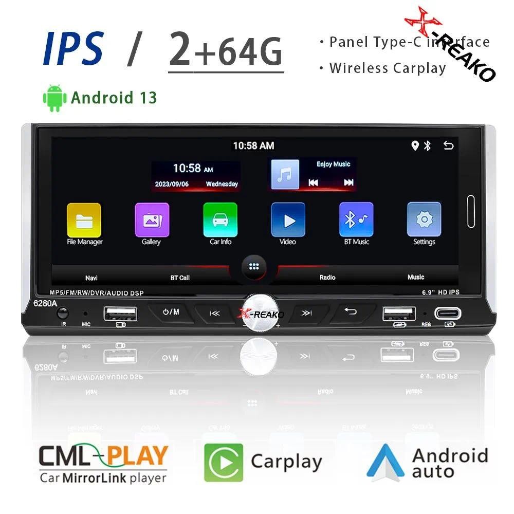 X-REAKO Car Recorder แนวทแยง: 6.9, "2 DIN, 2GB / 64GB