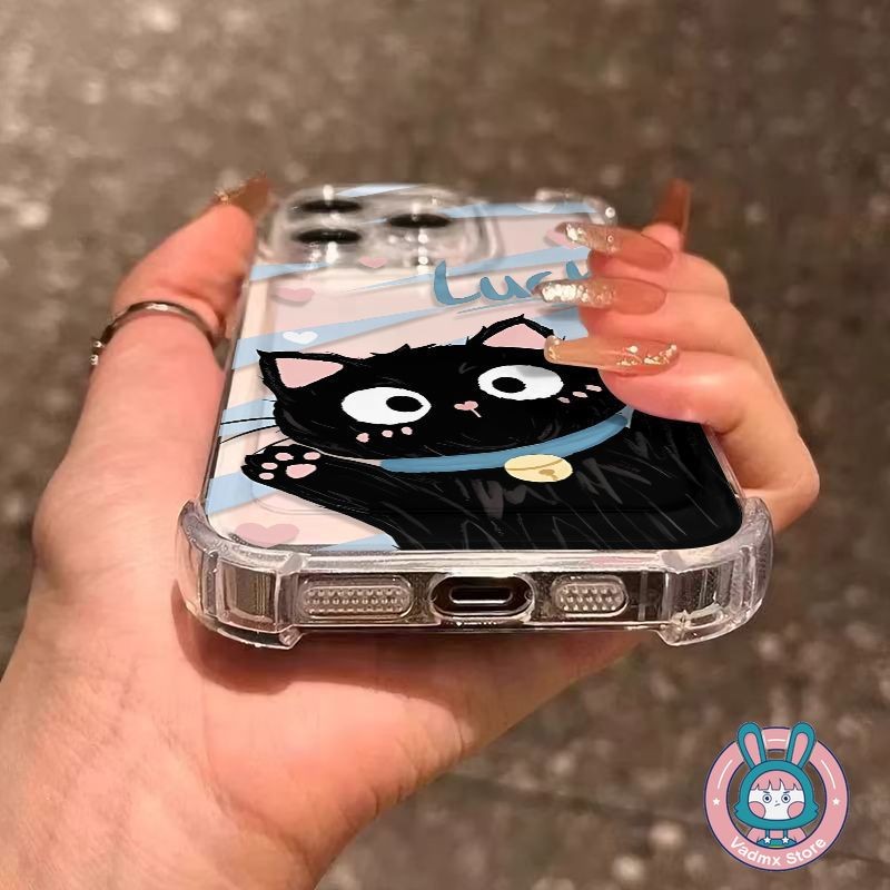 แมวดําสี่มุมเคสโทรศัพท์สําหรับ Tecno POP 10 9 8 7 6 5 4 Lite Air 2 2F Pova 7 6 5 4 3 2 Pro Neo 2 Curve 5G 4Gปลอกใสน่ารัก Anti-fall Soft Back ฝาครอบ - รูปที่ 5