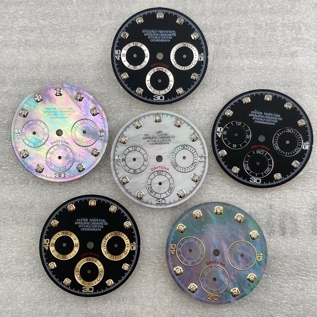 VK63 Quartz Movement Dial 29.5 มม.ดัดแปลงมัลติฟังก์ชั่น Chronograph Panda Diamond Dial นาฬิกาอุปกรณ์