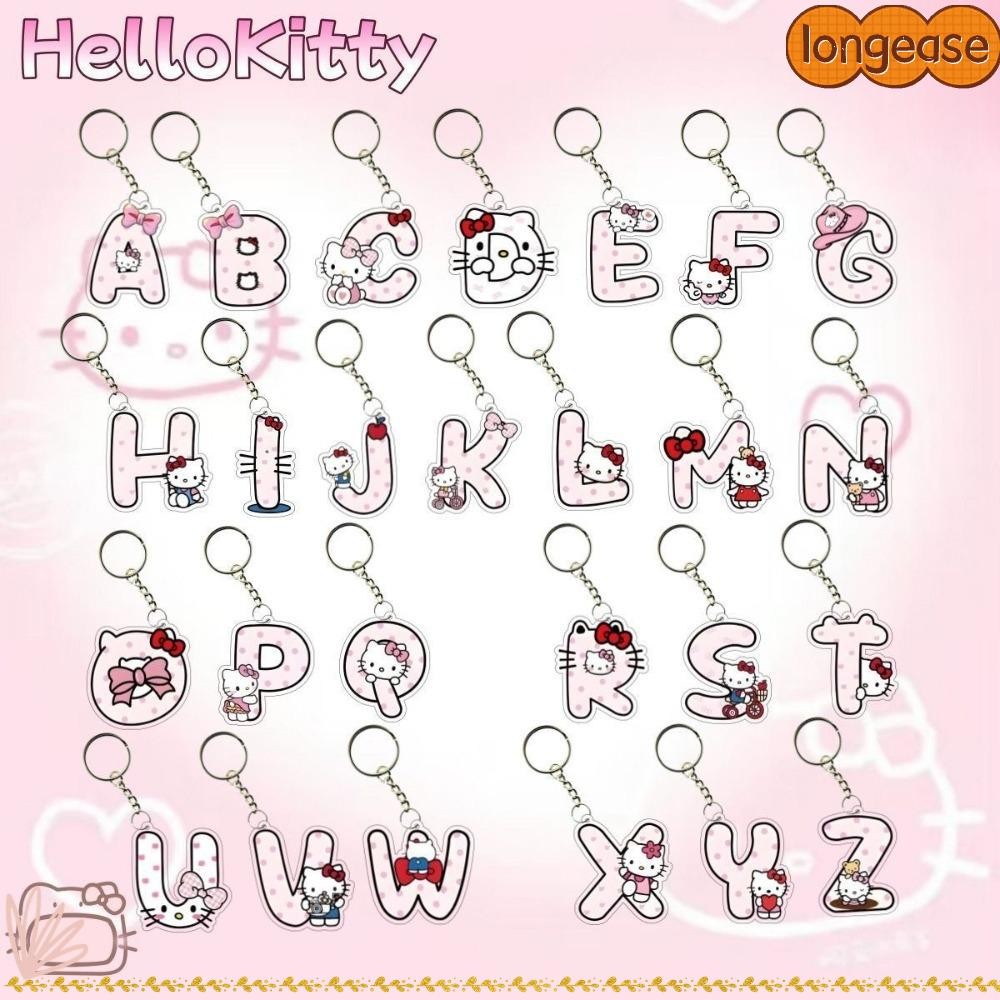 พวงกุญแจ LONGE, พวงกุญแจตัวอักษรภาษาอังกฤษสากล, DIY Hello Kitty กระเป๋าป้องกันการสูญหาย Charm Name Letter Combination
