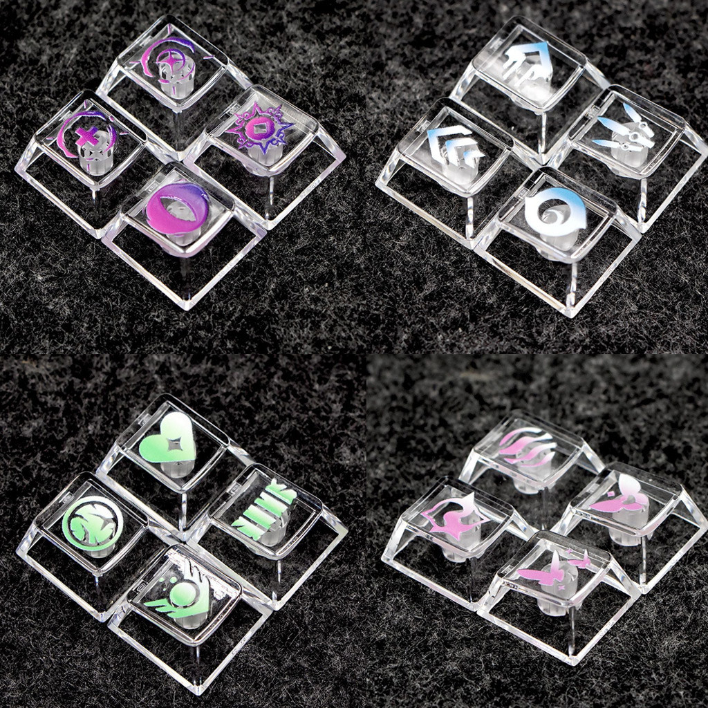 Valorant Keycaps โปรไฟล์เชอร์รี่ R4 R1 4 คีย์ PC โปร่งแสง Gaming Keycaps DIY Creative Cool ISO Reyna Omen Killjoy KO Yoru Jett Sage Clove VALORANT Skill Keycaps