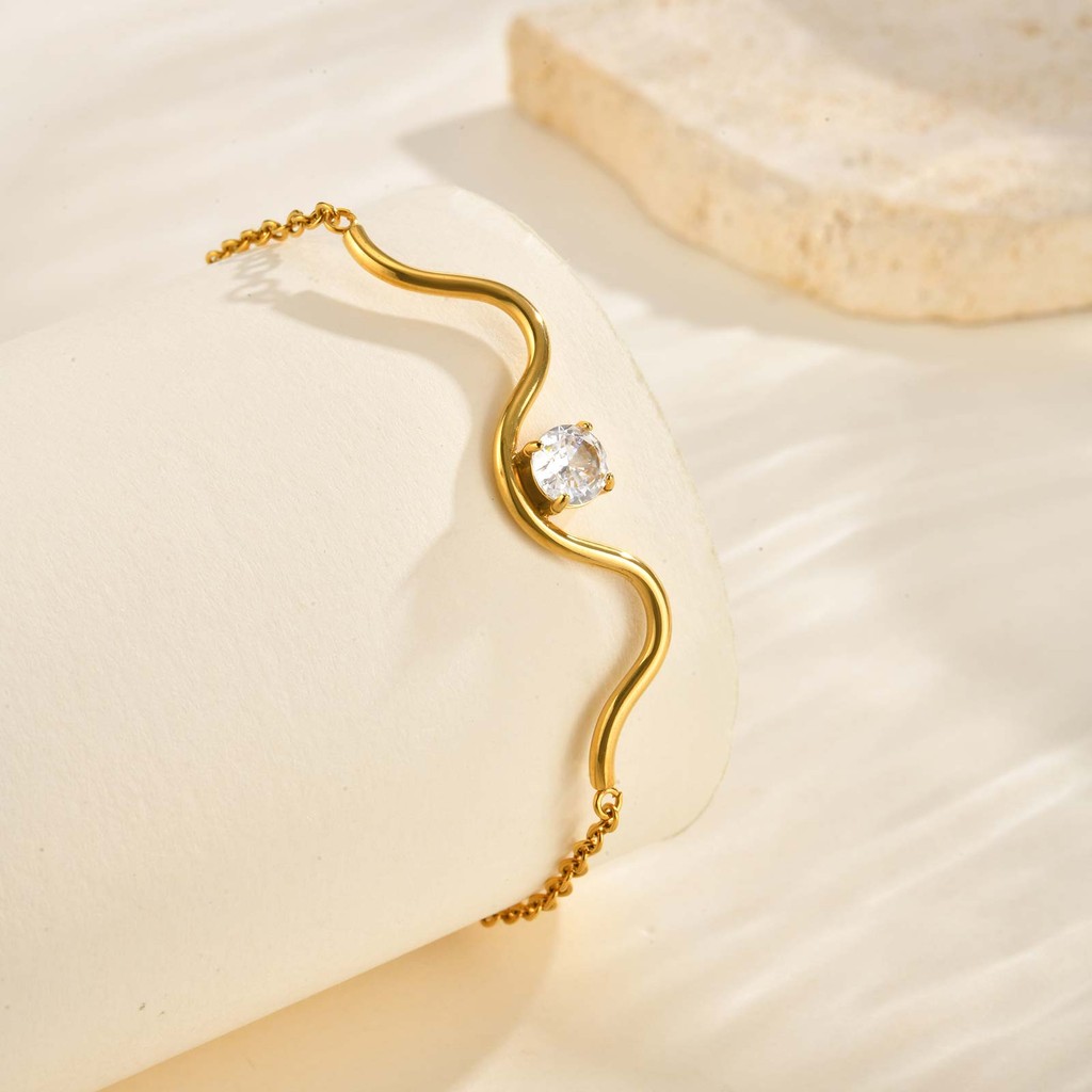 Vnox หยักรอบZircon Cubicสร้อยข้อมือชุดสร้อยคอสําหรับผู้หญิง,ทองสแตนเลสNon Tarnishชุดง่ายชายหาดเครื่องประดับฤดูร้อน - รูปที่ 4