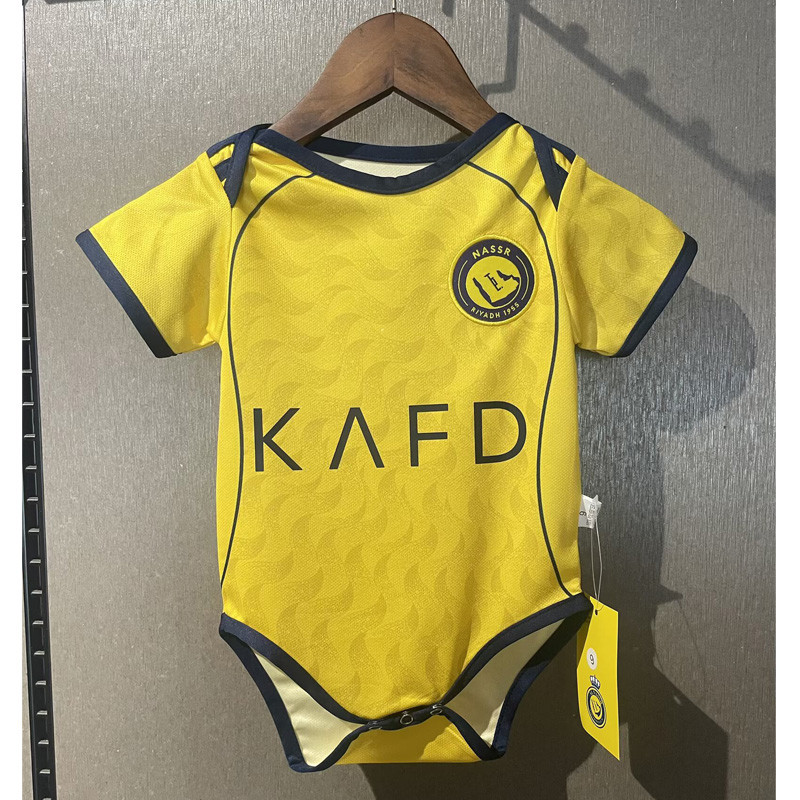 เสื้อฟุตบอล Al-Nassr สไตล์ Romper สำหรับเด็กเล็กและวัยหัดเดิน