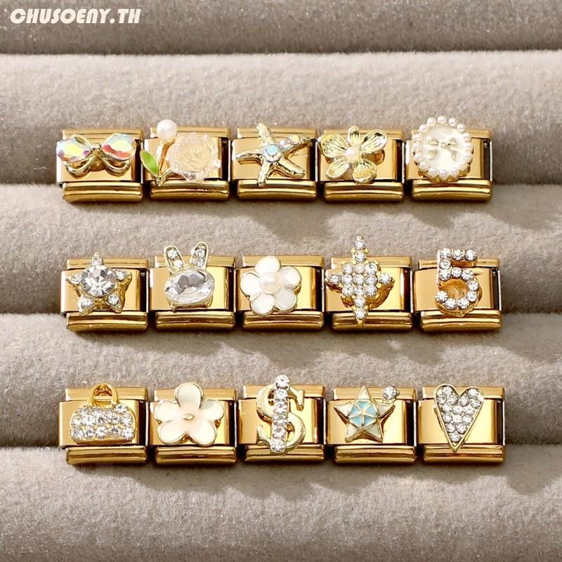 สร้อยข้อมือ charm อิตาเลียน สแตนเลส ขนาด 9 มม., เสริมบุคลิกภาพและตกแต่ง