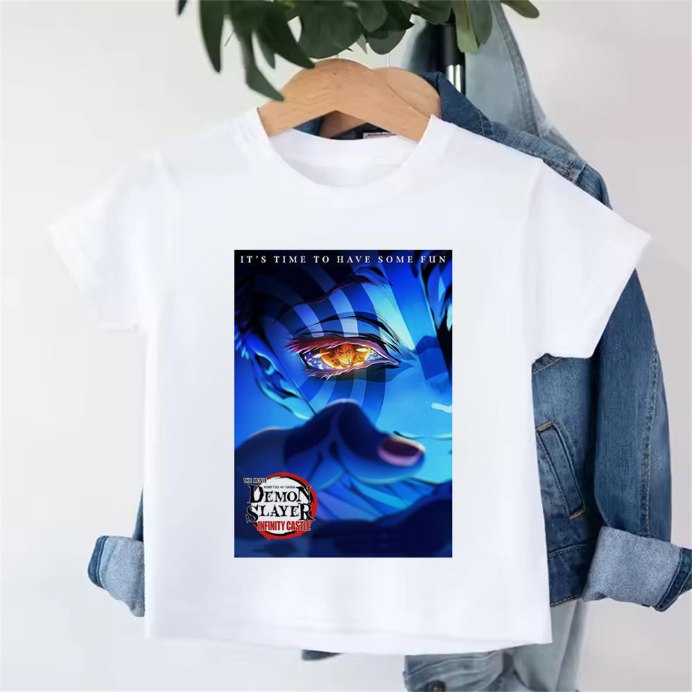 Demon Slayer shirt kids Psychedelic harajuku  University Retro korean clothes Gothic graphic Digital