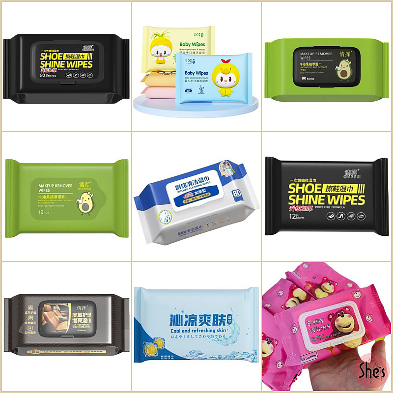ทิชชู่เปียก ประเภทต่างๆ🍓ผ้าเช็ดชื้นสำหรับเด็ก ผ้าเช็ดชื้นสำหรับครัว หรับหนัง ผ้าเช็ดแต่งหน้าแล