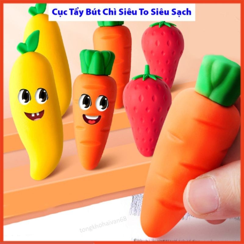 Combo 3 ยางลบดินสอซุปเปอร์คลีนขนาดใหญ่พิเศษพร้อมรูปทรงผลไม้ตลกและน่ารัก 4B สะดวกสําหรับนักเรียน _GD8