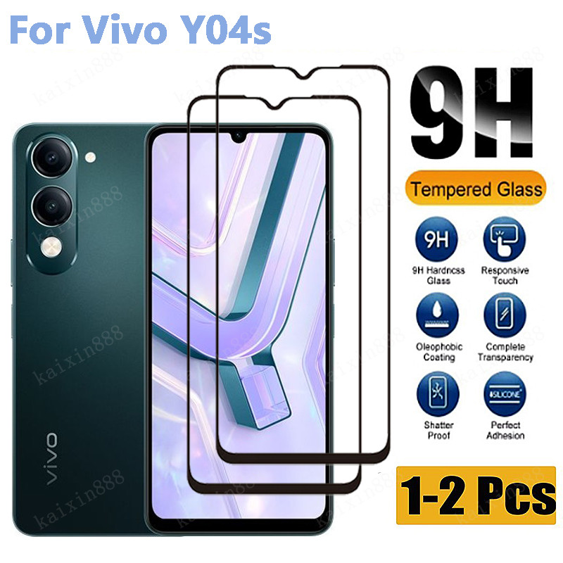 Vivo Y04s 1-2 ชิ้นกระจกนิรภัยสําหรับ Vivo Y04s ป้องกันหน้าจอกระจกป้องกันฟิล์มสําหรับ Vivo Y04 Y03 Y0