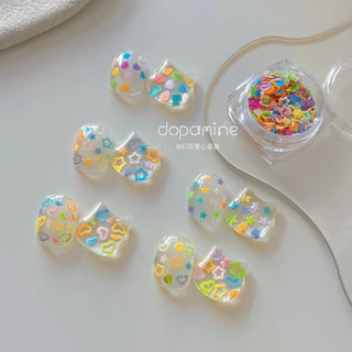 แผ่นติดเล็บลายดาวห้าแฉกกลวงสีสันสดใส ดาวโดพามีนแห่งความรัก