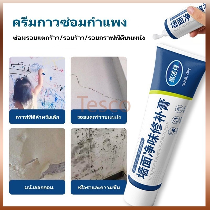 Tesco กาวฉาบผนัง ครีมกาวซ่อมกำแพง ครีมอุดรอยรั่ว กาวซ่อมผนัง ซ่อมรอยรั่ว อุดรอยแตก 250g