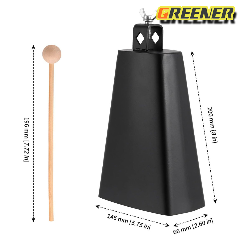 Greener คาวเบล Cowbell 5 นิ้ว พร้อมไม้กลอง ใช้เคาะจังหวะร่วมกับกลองชุด กลองแห่ กิจกรรมสันทนาการ COWBELL คาวเบลล์ เล็ก ราคา ถูกที่สุด ดีลบีเคเค แกลเลอรีภาพที่ 8