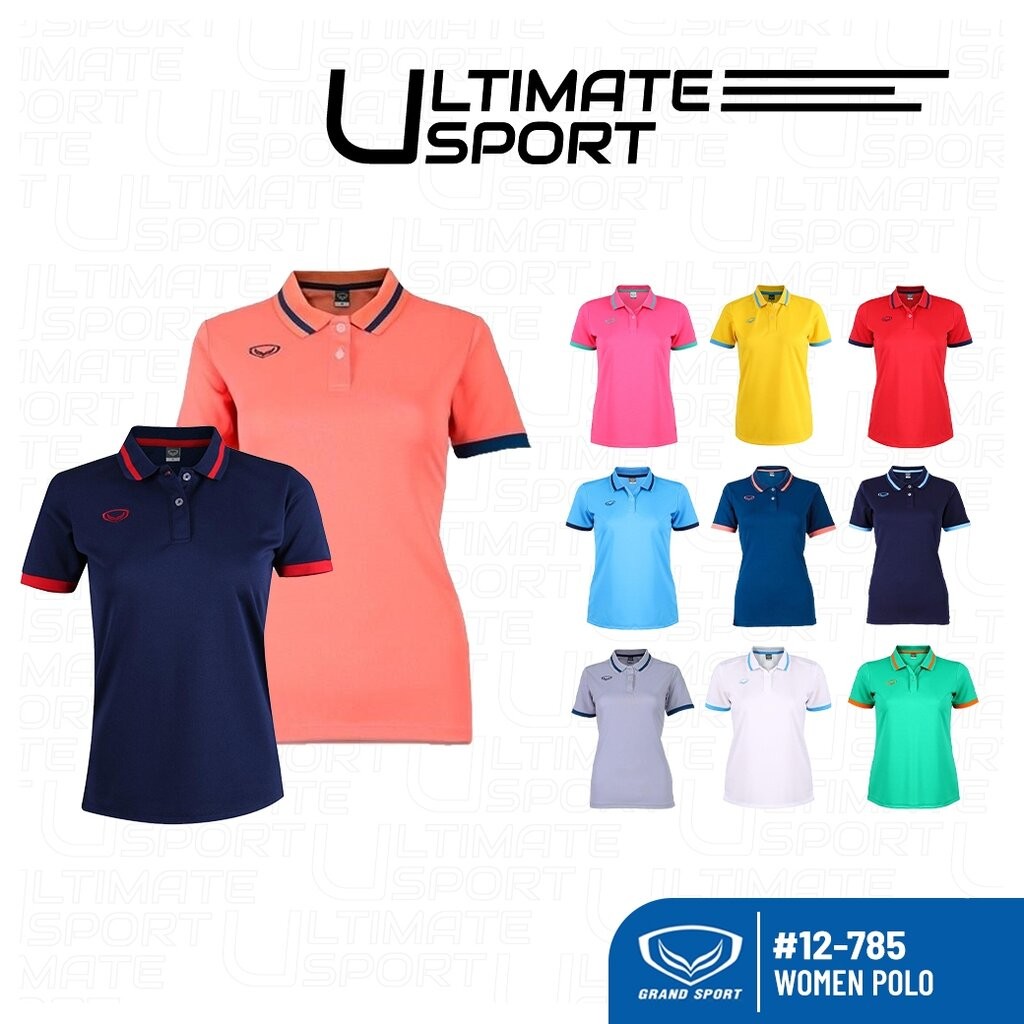 GRAND SPORT เสื้อโปโลผู้หญิง แกรนด์สปอร์ต คอปก รุ่น 12-785 สีฟ้า/ชมพู/กรมท่า/เหลือง/เขียว/ขาว/ม่วง