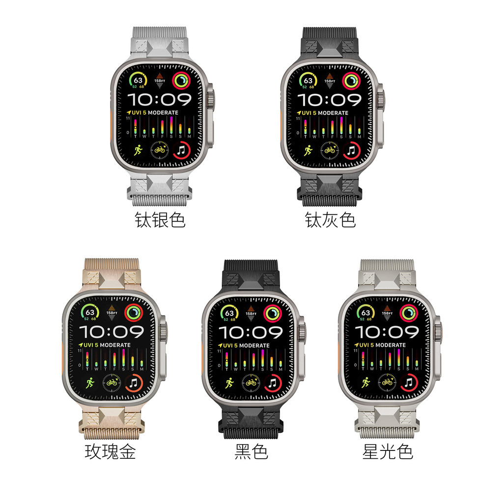 【影摄汇】适用苹果手表Apple Watch 机甲米兰金带表属iWatch表带