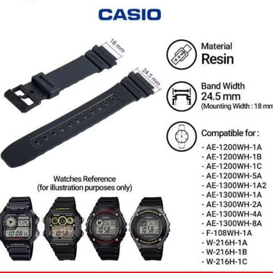 สายนาฬิกายาง Casio W216 w-216 w-218 w218 w 216 218