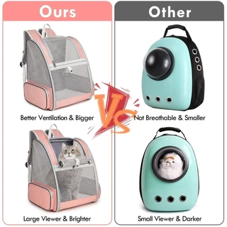 WIFLYZO กระเป๋าเป้สะพายหลัง Cat Carrier กระเป๋าถือแมวความจุขนาดใหญ่ Safety Breathable แบบพกพากันน้ํา Cat Transport Bag Cat