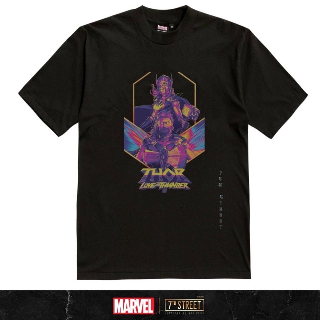MARVEL X 7th Street เสื้อยืดแบบโอเวอไซส์  (Oversiz ชุดปกติ สีขาว เกาหลี แฟชั่น ใส่สบายๆ สินค้ามาใหม่