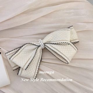 Mouga/light Luxury Pearl Windingลายสก๊อตอ่อนโยนเวอร์ชั่นเกาหลีAll-Match High-End Back Headกิ๊บติดผมเครื่องประดับผม