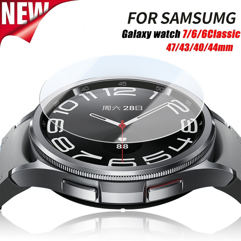 2pcs กระจกนิรภัยสําหรับ Samsung Galaxy Watch6 คลาสสิก 43 มม./47 มม.กันน้ําหน้าจอป้องกันฟิล์มสําหรับ Samsung Galaxy นาฬิกา 7 6 40/44 มม.