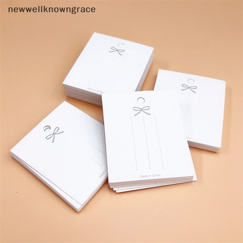 Newwellknowngrace 50PCS White Hairpin Card Trinket Bow Display Cards กระดาษแข็งบรรจุกระดาษ TH