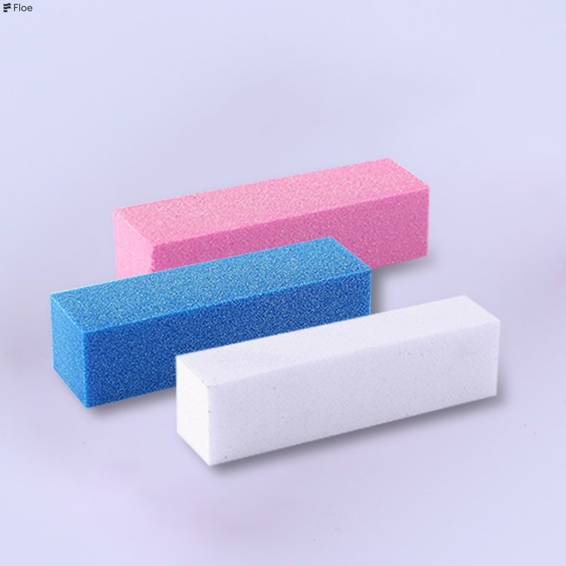 1pc สีชมพูสีฟ้าสีขาวฟองน้ําขัดตะไบเล็บบัฟเฟอร์เล็บเครื่องมือ-fe