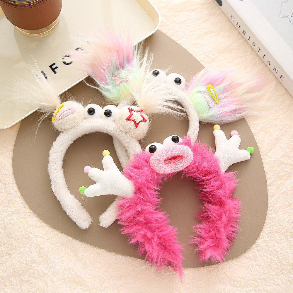 ใหม่ที่คาดผม ตลก น่าเกลียด ตุ๊กตาการ์ตูนน่ารักล้างหน้า ที่คาดผมสามารถรวบผม หวีถักเปีย สุทธิตกเเต่งสวยงาม เครื่องประดับผม