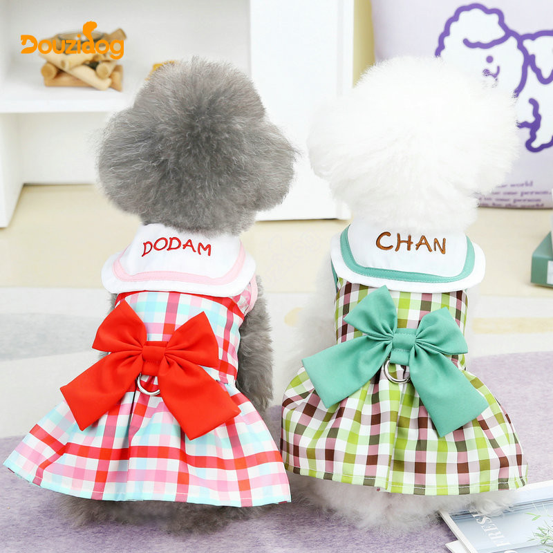 Teddy Bichon สัตว์เลี้ยงสุนัขเสื้อผ้าน่ารักฤดูใบไม้ผลิฤดูร้อนสไตล์ใหม่แฟชั่นลําลอง All-Match Bow Traction กระโปรง