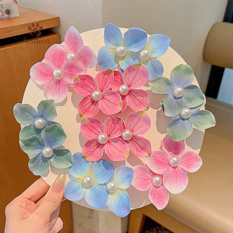 [แฟชั่น] เครื่องประดับผม กิ๊บติดผมดอกไม้ Pink Orchid Orchid Hairpin Side Barrettes Headdress ดอกไม้จําลอง Pearl Barrettes {TH}
