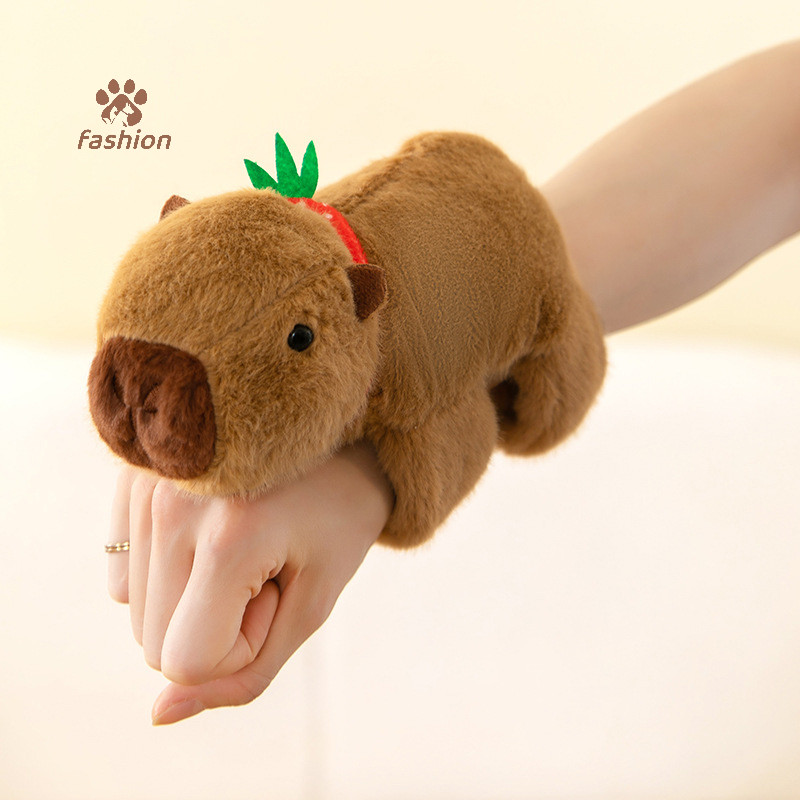 [แฟชั่น] Capybara ตุ๊กตาตุ๊กตา Clap วงกลมของเล่น Slap Snap Wrap สายรัดข้อมือสร้อยข้อมือ Fluffy Capybara แหวนมือสนุกวงกลมเด็กของขวัญ {TH}