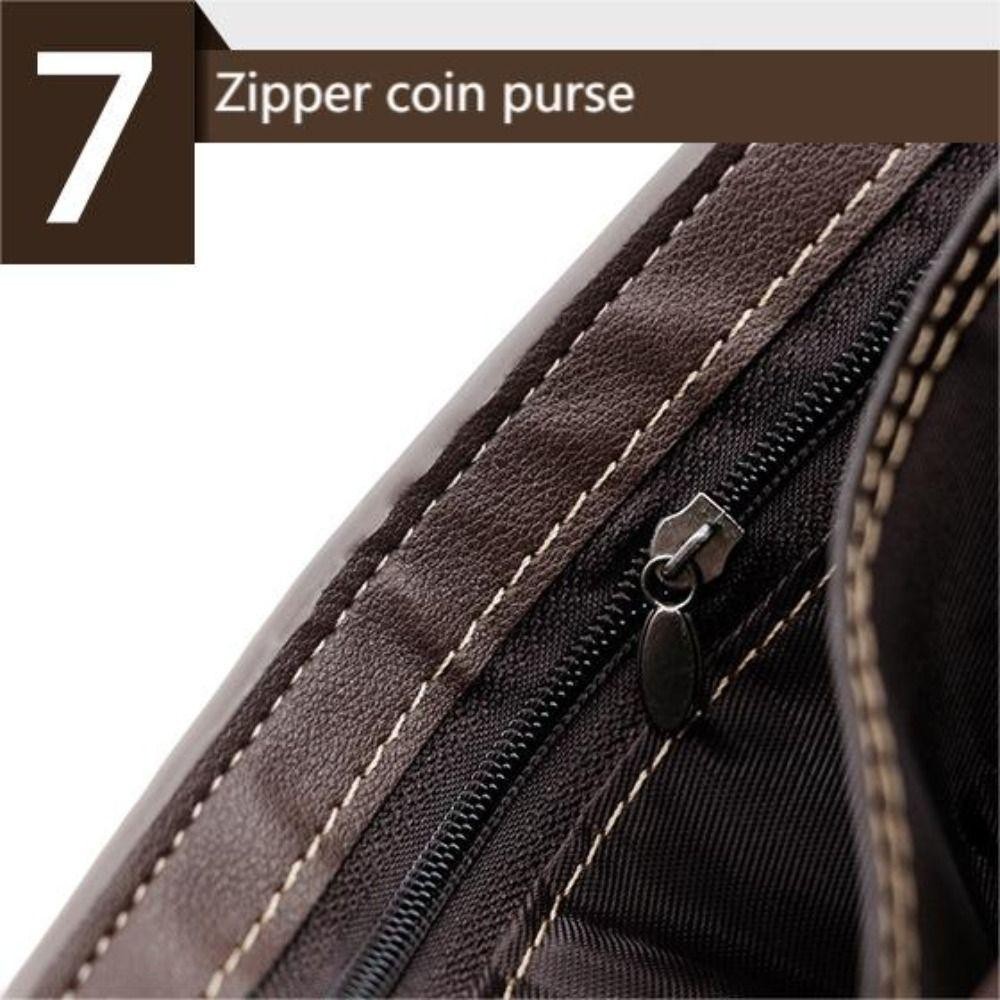 Uumir กระเป๋าสตางค์ใบสั้น, พร้อม Hasp Multi Slot Mashed Wallet, Fashion Large Capacity PU Leather Coin Purse Men ราคา ถูกที่สุด ดีลบีเคเค แกลเลอรีภาพที่ 9