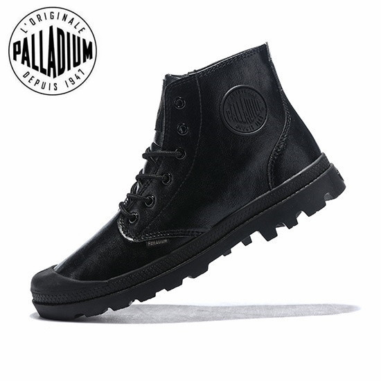 Palladium Mens Shoes หนังแท้ High-Top Shoes Full Leather Womens Shoes Outdoor Martin Boots Couple Style (4 สี) (ขนาด 35-45)