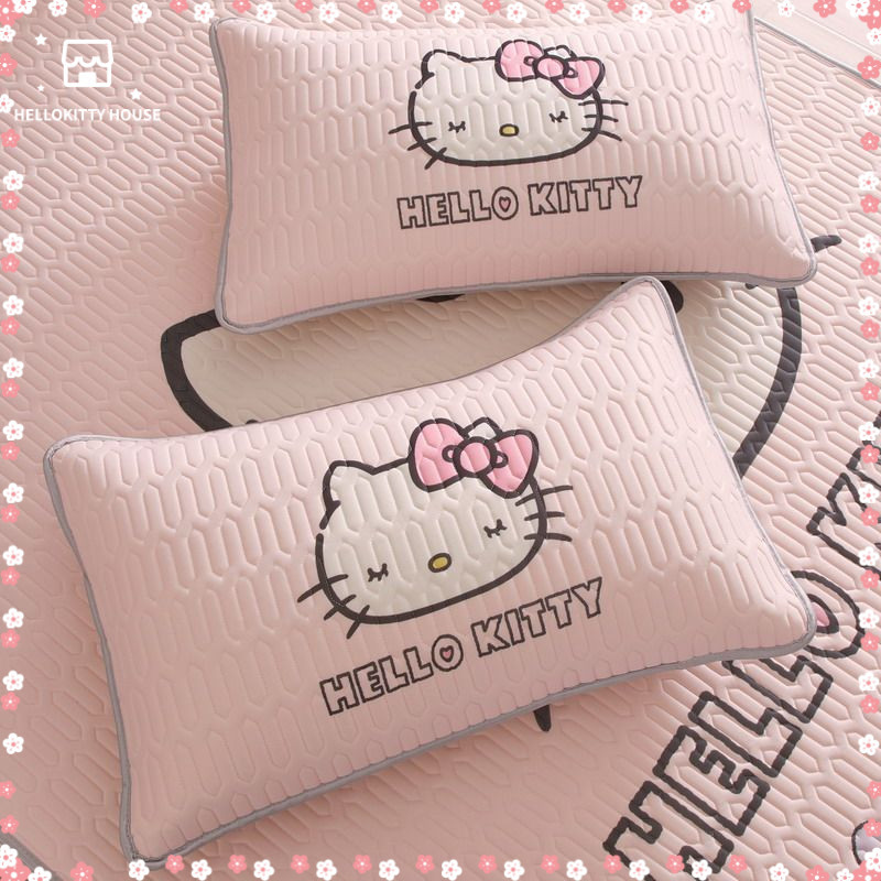 Hello Kitty ฤดูร้อนน้ําแข็งผ้าไหมปลอกหมอนน้ํายางหมอนคิตตี้ไฟเบอร์ปลอกหมอน