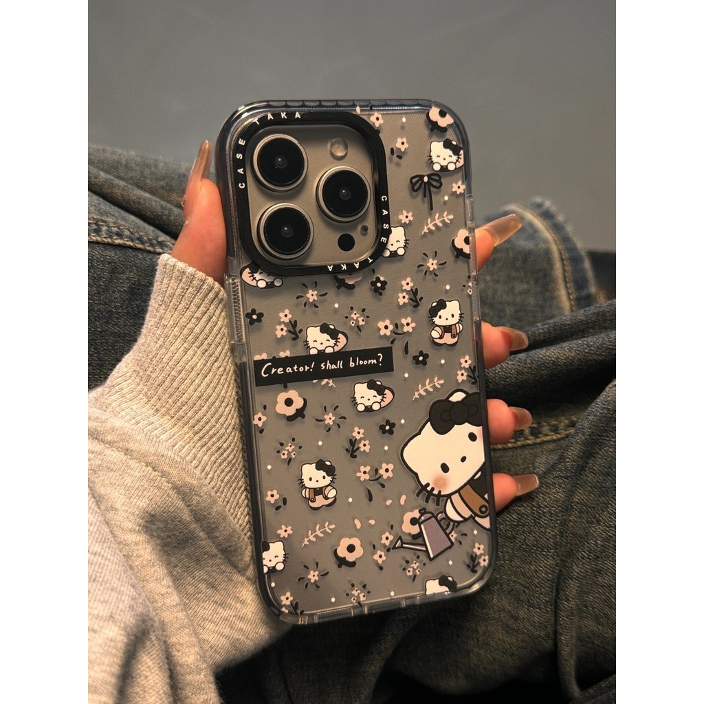 Huiwanju ดอกไม้น่ารัก kitty cat สําหรับ iPhone15Promax โทรศัพท์มือถือกรณี 14Pro ขั้นสูง 13p creative 15 niche 12 โปร่งใส 14Promax ใหม่ 11 anti-drop xsmax ซิลิโคน 78p