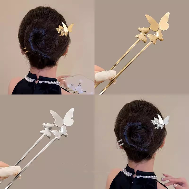 ใหม่สไตล์จีน U-shape ผีเสื้อ Hairpin แฟชั่นโลหะผม Pins ผู้หญิงอุปกรณ์เสริมผม
