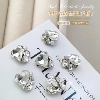ตกแต่งเล็บสติกเกอร์ DIY Rhinestone แก้วคริสตัลเพชรเครื่องประดับไข่มุก Love Heart 5 ชิ้น KOUDAN