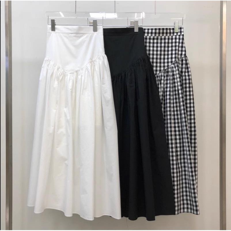 เกาหลีเกาหลีฤดูร้อนสไตล์ใหม่ Retro All-Match เอวสูง Slimmer ดูการออกแบบ Niche กระโปรงลายสก๊อตกระโปรงยาวหญิง Hi เสื้อกั๊ก Checkered RZNU