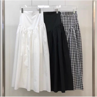 เกาหลีเกาหลีฤดูร้อนสไตล์ใหม่ Retro All-Match เอวสูง Slimmer ดูการออกแบบ Niche กระโปรงลายสก๊อตกระโปรงยาวหญิง Hi เสื้อกั๊ก Checkered RZNU