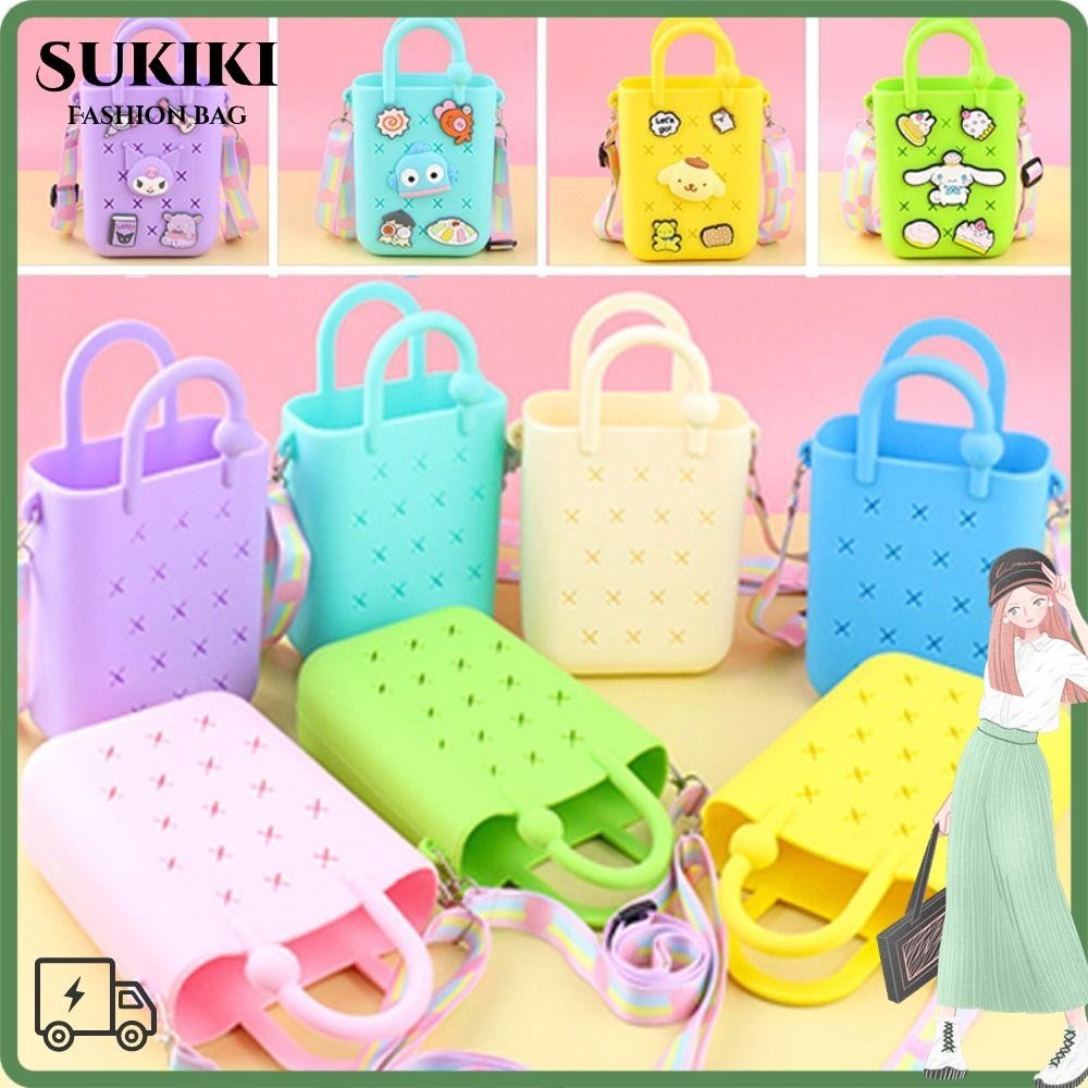 Sukiki กระเป๋าชายหาด, กระเป๋าโท้ทรู DIY ขนาดเล็ก, กระเป๋าถือยางกันน้ําที่ทนทานผู้หญิง
