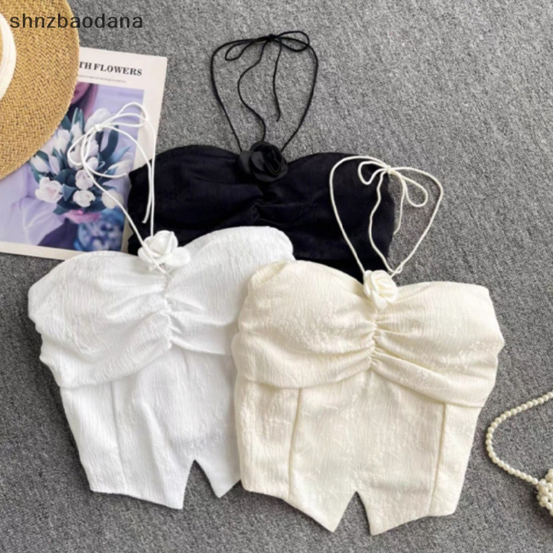 [SHNZAA] เข็มขัดพลีทลายดอกไม้เซ็กซี่ เสื้อชั้นในสตรีชายหาดแฟชั่นสไตล์เกาหลี FSSG