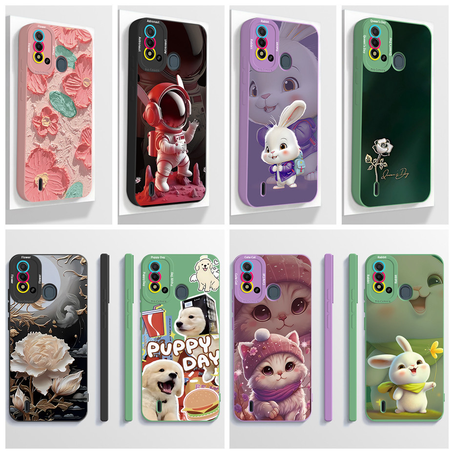 Itel P37 / Vision 2S P651L เคสโทรศัพท์ความงามการ์ตูนนักบินอวกาศ Full Matte Soft TPU ปลอกซิลิโคนกันกระแทก